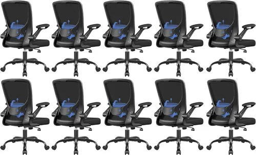 Miniatura 11 de BESTFAIR Silla de oficina ergonómica, sillas de malla para computadora con soporte lumbar, silla de escritorio giratoria con brazos abatibles