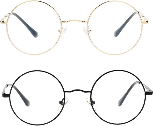 Miniatura 10 de Lentes de bloqueo de luz azul para mujeres y hombres, marco de metal redondo, lentes transparentes para computadora de 1.969 in