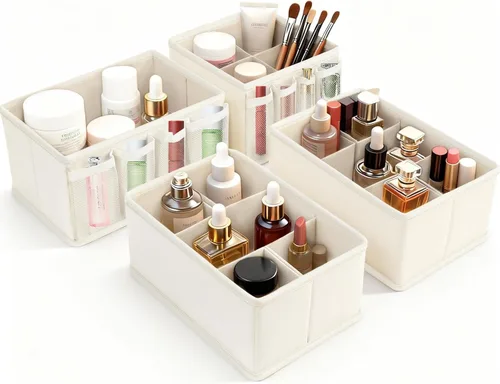 Miniatura 12 de Contenedores de almacenamiento de cosméticos, organizador de maquillaje, caja de almacenamiento multifunción ajustable, divisor de cajón