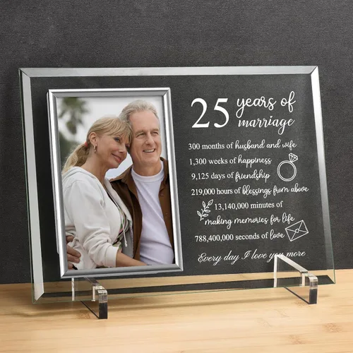 25 años de aniversario para parejas o padres, marco de fotos de aniversario de boda para esposa o marido, regalos de matrimonio de aniversario