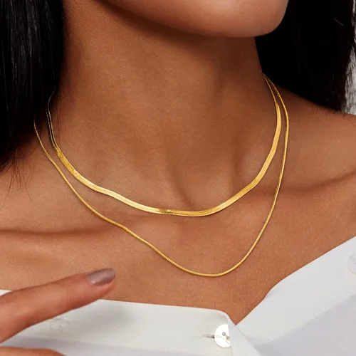 Miniatura 2 de Collares para mujer chapados en oro, esmeralda, corazón, apilable, gargantilla de cadena delicada, joyería para mujer, regalos simples