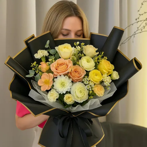 Miniatura 4 de BBJ WRAPS Papel de regalo de ramo de flores, papel de flores impermeable, papel coreano negro para ramos de flores de embalaje de regalos florales