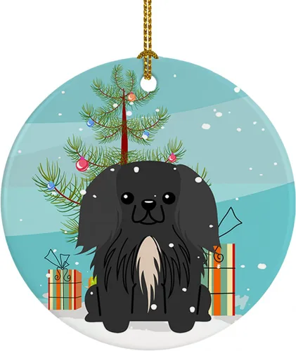 Miniatura 54 de Caroline's Treasures Adorno de cerámica para árbol de Navidad, Laika Spitz de Siberia Occidental, decoración colgante para árbol de Navidad