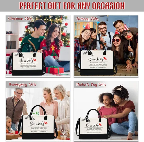 Miniatura 6 de Regalo para mujeres, mamá, profesora, regalos de cumpleaños para jefa, amiga, compañera de trabajo, bolsa de lona de 13 onzas con cremallera