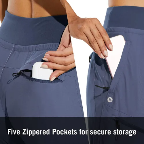 Miniatura 6 de BALEAF Pantalones deportivos ligeros de senderismo para mujer, con bolsillos con cremallera, cintura alta, secado rápido, para viajes, campamento