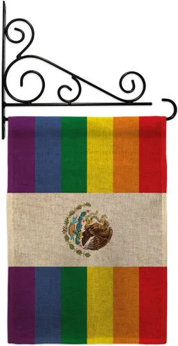 Miniatura 15 de Bandera de jardín de arpillera de Orgullo de México LGBT arco iris amor gay bisexual pequeño regalo decorativo patio casa pancarta de doble cara