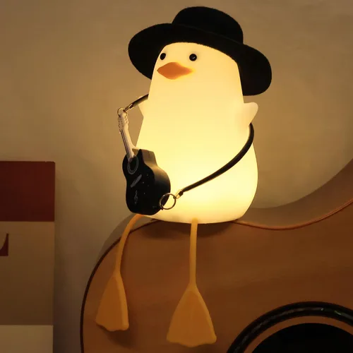 Lámpara de noche con forma de pato Anywin, lámpara de pato blandita, lámpara de noche de silicona para cama con diseño de pato divertido con