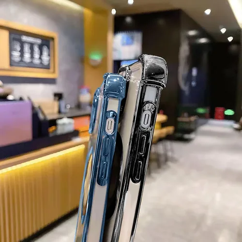 Miniatura 3 de Funda magnética transparente para iPhone 13 Pro, lujo brillante en las cuatro esquinas, protección de grado militar a prueba de golpes con protector