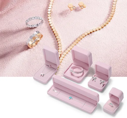 Miniatura 6 de Oirlv Caja de regalo de pendiente de terciopelo premium Caja de almacenamiento de joyería rosa vitrina