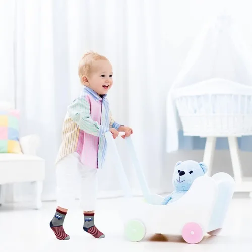Miniatura 11 de Tphon Calcetines para niños pequeños con empuñaduras, 12 pares de calcetines antideslizantes de algodón para niños y niñas de 1 a 7 años