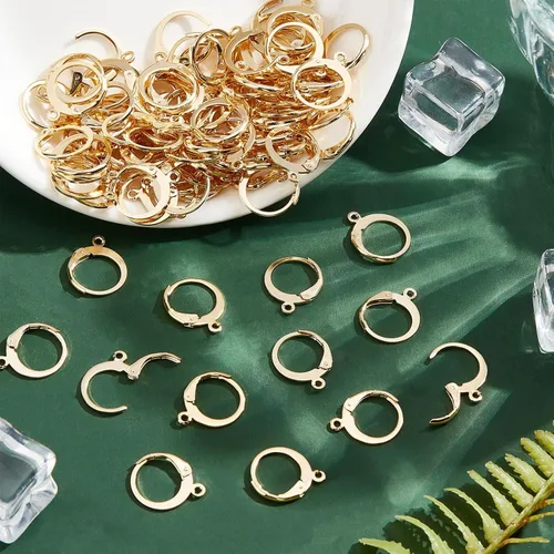 Miniatura 4 de PH PandaHall 100 ganchos chapados en oro de 24 quilates, acero inoxidable 304, palanca de alambre para la oreja, aretes dorados, con lazo abierto