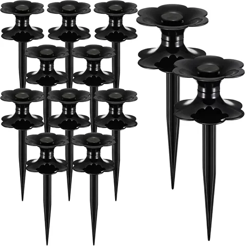 Blulu 12 Packs 9.84 Inch Garden Hose Guide Stakes, Flower Shaped Plastic Spike Stand Holder with Stake, Heavy Duty Spin Top, Keeps Garden Hose out