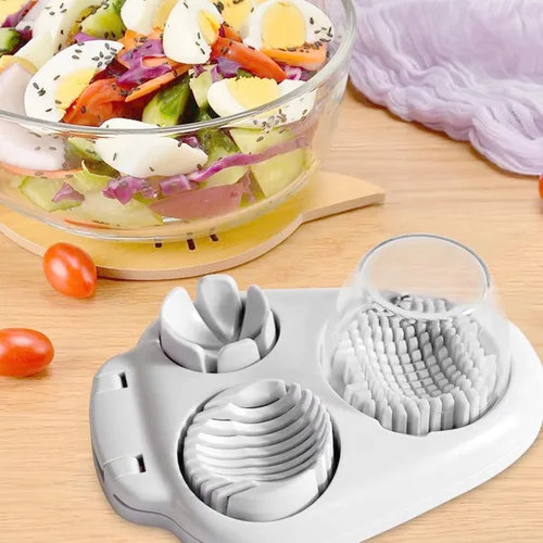 Miniatura 8 de Gavigain Cortador de huevos duros para huevos duros, 3 modos de rebanada, cortador de huevos de acero inoxidable, herramienta resistente para fresa