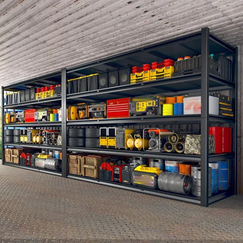 Miniatura 12 de REIBII Estantes de almacenamiento de 72 pulgadas de alto, estantería de garaje resistente de 2500 libras, estante de metal ajustable de 5 niveles