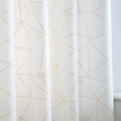Miniatura 28 de Taisier Home Paneles de Cortinas de Ventana de Lino Dorado con Ojales Estampado de Lámina de Azulejos Geométricos Marroquíes Metálicos Cortinas