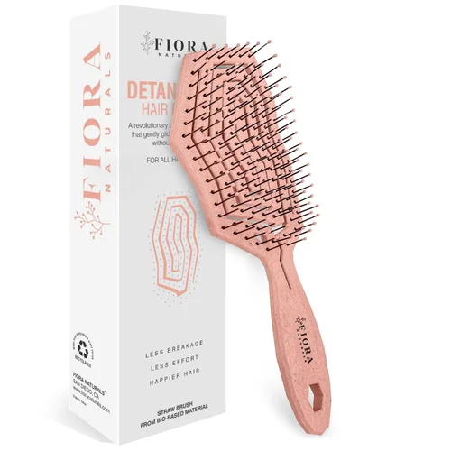 Miniatura 19 de Fiora Naturals Juego de cepillo desenredante bio-amigable, cepillo redondo y peine para mujeres - Todos los tipos de cabello: natural, fino y rizado