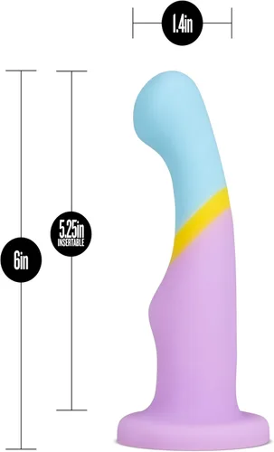 Miniatura 3 de Blush Avant D14 - Consolador curvo de corazón de oro de 6 pulgadas ~ Pene de silicona ultra suave para punto G y P ~ Arnés de ventosa compatible