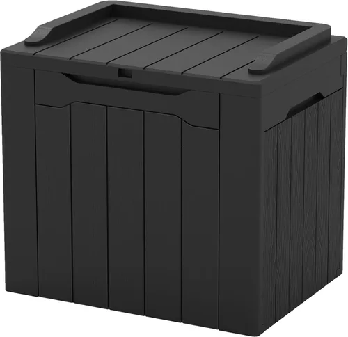 Patiowell Caja de resina de 30 galones, caja de almacenamiento al aire libre para muebles de patio, entregas, suministros de piscina, impermeable y
