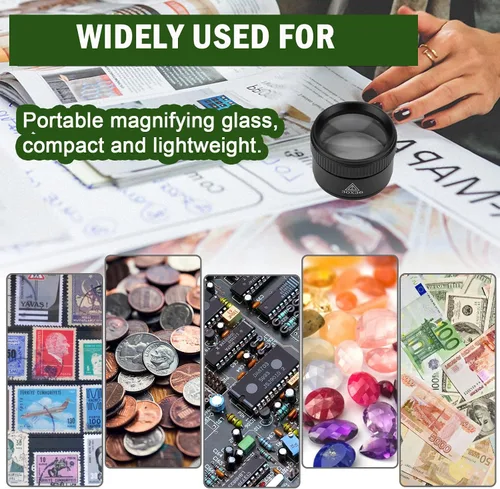 Miniatura 7 de Lupa portátil de mano de 30 aumentos con lente óptica de Rongon, lupas de cúpula, lupa de aumento para joyería, sellos, lectura de periódicos
