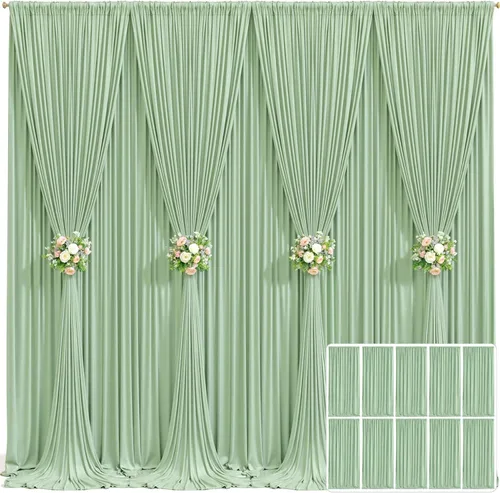 Miniatura 113 de Cortina de fondo beige de 10x10 para bodas y fiestas, cortina de fondo beige sin arrugas para fotos, cortinas de fondo para decoración de baby Gris