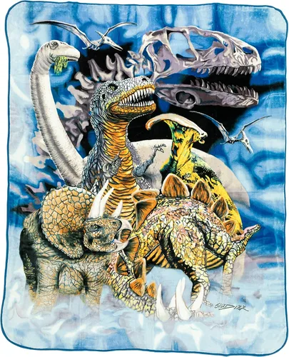 Crover Manta de visón Raschel de felpa con diseño de dinosaurio 100% poliéster, tamaño Queen 79 x 95 pulgadas