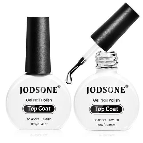 JODSONE - Juego de 2 capas de gel de 0.3 fl oz sin necesidad de limpieza, acabado claro brillante de larga duración, no requiere remojo, requiere