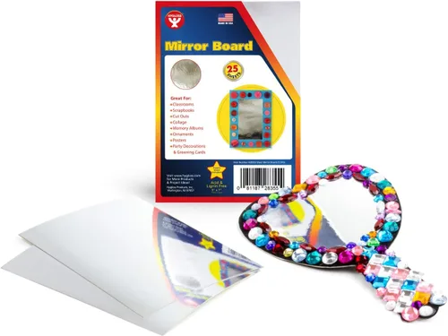 Miniatura 4 de Hygloss 25 hojas de tablero de espejo para artes y manualidades, 5 x 7 pulgadas, papel de cartulina plateado metálico, para hacer tarjetas, bodas