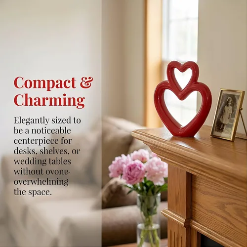 Miniatura 3 de Abaodam Figura de corazón de boda, adorno de corazón de cerámica, decoración romántica para estante de escritorio, hogar, oficina, aniversario