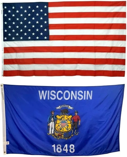 Miniatura 7 de Bandera del estado de Wisconsin de 2 x 3 pies, nailon para todo tipo de clima y costuras reforzadas en el extremo de la mosca, fabricada en Estados