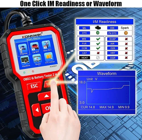 Miniatura 4 de Probador de batería de coche KW681 6V 12V + escáner KW850 OBD2