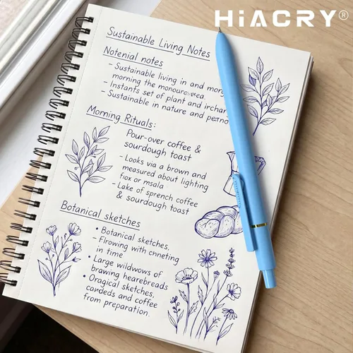 Miniatura 9 de HIACRY 8Pcs Blue Ink Gel Pens, Quick-Dry 0.7mm Fine Point Fidget Pens, Smooth Writing Journaling Pens for Note Taking, Gift for Women & Girls