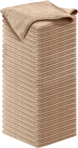 Miniatura 34 de USANOOKS Paño de limpieza de microfibra, color beige, 24 piezas (12.5 x 12.5 pulgadas), alto rendimiento, 1200 lavados, toalla de automóvil ultra