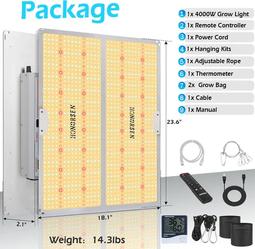 Miniatura 7 de Luz LED de crecimiento de 4000 W, espectro completo, cobertura de 5 x 5 pies, control remoto, regulable, lámparas de cultivo con temporizador, luz