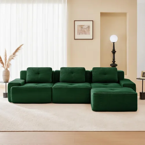 Miniatura 19 de Sofás modulares sin hueso de 152.8 pulgadas para sala de estar, sofá modular con diván en forma de L, cómodo asiento profundo tapizado de tela