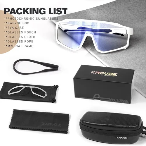 Miniatura 6 de KAPVOE Gafas de ciclismo fotocromáticas para hombres y mujeres, gafas de sol para bicicleta de montaña MTB, deportes, transición, triatlón, carrera
