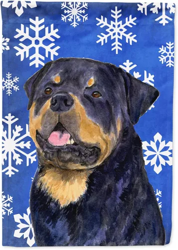 Miniatura 57 de Caroline's Treasures SC9374GF Bulldog English Snow flakes Holiday Garden Flag Buzón Bandera decorativa para patio exterior, patio, obras de arte