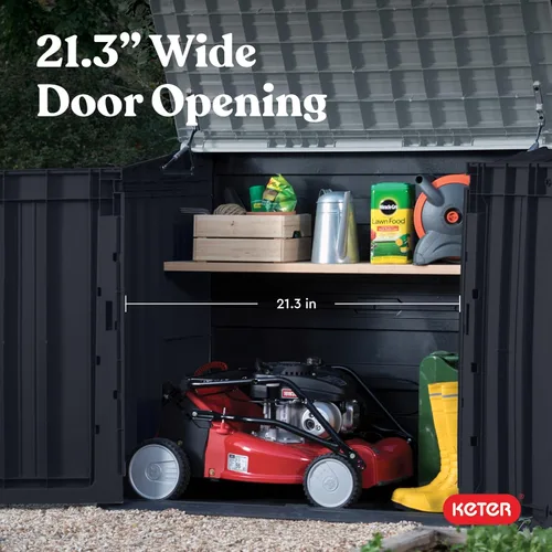Miniatura 10 de Keter Store-It-Out Prime - Cobertizo de almacenamiento exterior de resina de 4.3 x 3.7 pies con bisagras de fácil elevación, perfecto para Negro