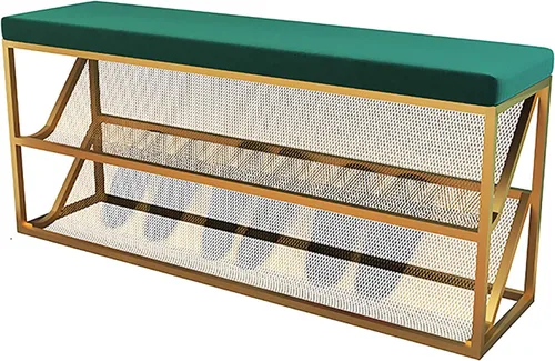 Banco otomano de almacenamiento para pies en el extremo de la cama, banco de zapatos de entrada con cojín cómodo, ③ - Estante organizador de zapatos