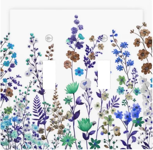 Miniatura 104 de Cubierta de Interruptor de Luz de 1 Gang con Flores Silvestres Bohemias, Hierbas, Floral, Decorativa, Planta Botánica, Naturaleza, Acuarela, Placa