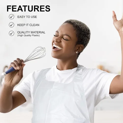 Miniatura 5 de MT Products 2 Mil White Disposable Poly Aprons 46"x28" - Waterproof Plastic Bibs for Cooking, Dishwashing & Art (Bulk)