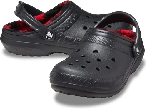 Miniatura 8 de Crocs Zuecos clásicos para adultos unisex con forro, festivos Varsity Rojo/Multi