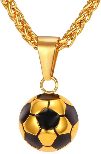 U7 Cadena de fútbol americanobéisbol para hombre, acero inoxidable, chapado en oro de 18 quilates, collar de zapatos deportivos para correr,