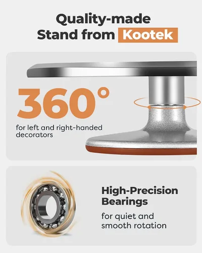 Miniatura 2 de Kootek Tocadiscos de aluminio para tartas, soporte giratorio para tartas de 12 pulgadas, 35 piezas de suministros de kit de decoración de pasteles
