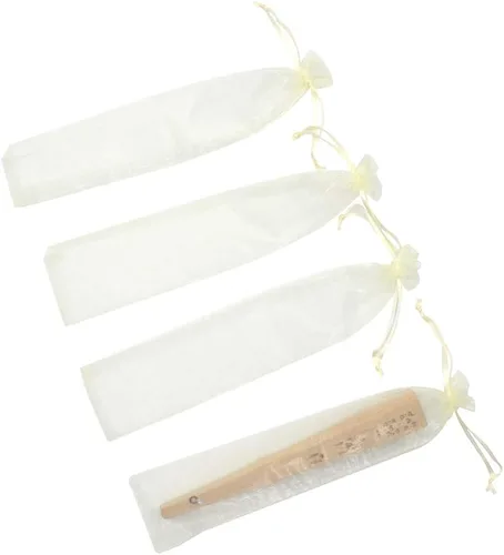 Miniatura 4 de 50 bolsas de organza transparente para abanicos, bolsas de regalo de organza plegables de 2 x 10 pulgadas con cordón, bolsas de seda para recuerdos
