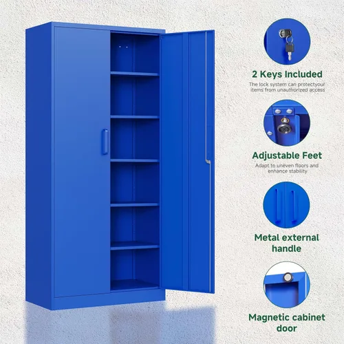 Miniatura 4 de Letaya Gabinetes de Almacenamiento de Garaje de Metal con Puerta con Cerradura y Estantes Ajustables, Gabinetes de Herramientas de Acero para Hogar