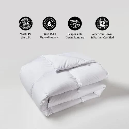 Miniatura 6 de Beautyrest Edredón de plumón blanco de mezcla de Tencel/algodón, calidez ligera, fabricado en Estados Unidos, potencia de relleno 650, tamaño Queen