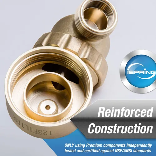 Miniatura 4 de iSpring WSP50GR+ACPF12MPT12x2 Reusable Spin Down Sediment Water Filter, 50 Micron, White