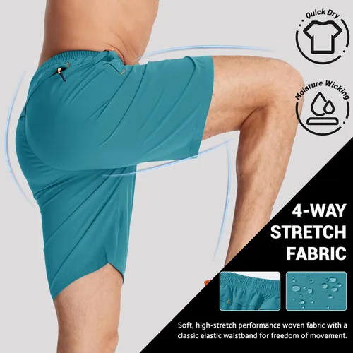 Miniatura 77 de TACVASEN Pantalones cortos deportivos para correr para hombre, 9 pulgadas, de secado rápido, pantalones cortos ligeros de verano, 3 bolsillos