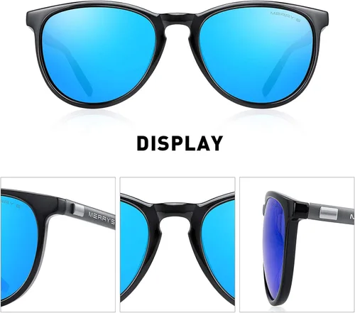 Miniatura 3 de MERRYS Polarized Sunglasses for Women Men Vintage Retro Classic Round Frame Aluminum Legs S8288