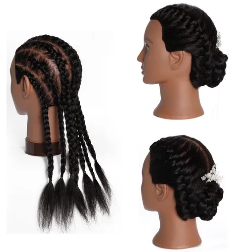 Miniatura 7 de Traininghead - Cabeza de maniquí de cabello 100% real, cabeza de entrenamiento, cabeza de muñeca de cosmetología, cabeza de maniquí de práctica